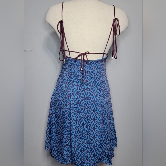 Free People | Kai Printed Mini Dress in colour Blue Combo - Picture 7 of 10